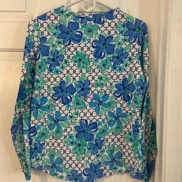 Women’s IBKUL Eloise Print Long Sleeve Floral & Geometric Pattern Athlete Top - Picture 6 of 7